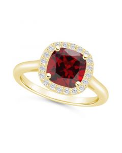 Garnet (2-3/4 ct. t.w.) and Diamond (1/4 ct. t.w.) Halo Ring in 14K Yellow Gold