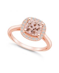 Morganite (2 ct. t.w.) and Diamond (1/4 ct. t.w.) Halo Ring in 14K Rose Gold