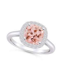 Morganite (2 ct. t.w.) and Diamond (1/4 ct. t.w.) Halo Ring in 14K White Gold