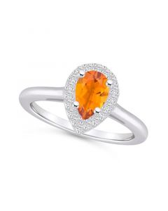 Citrine (7/8 ct. t.w.) and Diamond (1/5 ct. t.w.) Halo Ring in 14K White Gold