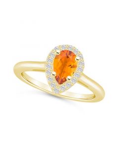 Citrine (7/8 ct. t.w.) and Diamond (1/5 ct. t.w.) Halo Ring in 14K Yellow Gold