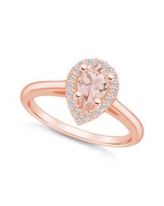 Morganite (3/4 ct. t.w.) and Diamond (1/5 ct. t.w.) Halo Ring in 14K Rose Gold