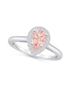 Morganite (3/4 ct. t.w.) and Diamond (1/5 ct. t.w.) Halo Ring in 14K White Gold