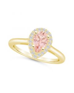 Morganite (1/2 ct. t.w.) and Diamond (1/5 ct. t.w.) Halo Ring in 14K Yellow Gold