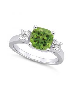 Peridot (2-3/8 ct. t.w.) and Diamond (1/3 ct. t.w.) Ring in 14K White Gold