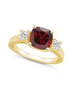 Garnet (2-3/4 ct. t.w.) and Diamond (1/3 ct. t.w.) Ring in 14K Yellow Gold