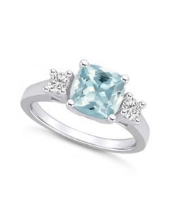 Aquamarine (2 ct. t.w.) and Diamond (1/3 ct. t.w.) Ring in 14K White Gold