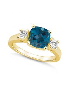 London Blue Topaz (2-3/4 ct. t.w.) and Diamond (1/3 ct. t.w.) Ring in 14K Yellow Gold