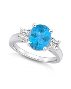 Blue Topaz and Diamond Ring (3-5/8 ct.t.w and 1/3 ct.t.w) 14K White Gold