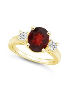 Garnet and Diamond Ring (3-1/10 ct.t.w and 1/3 ct.t.w) 14K Yellow Gold