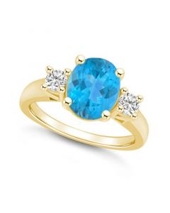 Blue Topaz and Diamond Ring (3-5/8 ct.t.w and 1/3 ct.t.w) 14K Yellow Gold