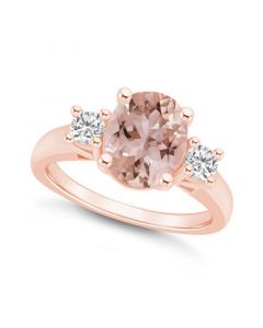 Morganite and Diamond Ring (2-1/2 ct.t.w and 1/3 ct.t.w) 14K Rose Gold