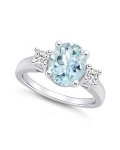 Aquamarine and Diamond Ring (2-1/2 ct.t.w and 1/3 ct.t.w) 14K White Gold