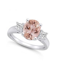 Morganite and Diamond Ring (2-1/2 ct.t.w and 1/3 ct.t.w) 14K White Gold