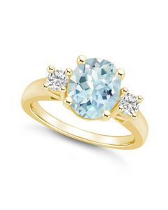 Aquamarine and Diamond Ring (2-1/2 ct.t.w and 1/3 ct.t.w) 14K Yellow Gold