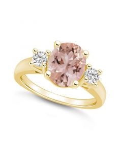 Morganite and Diamond Ring (2-1/2 ct.t.w and 1/3 ct.t.w) 14K Yellow Gold