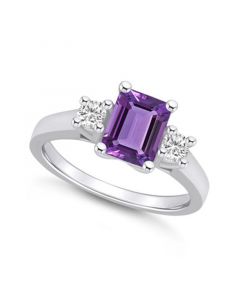 Amethyst and Diamond Ring (1-5/8 ct.t.w and 1/4 ct.t.w) 14K White Gold