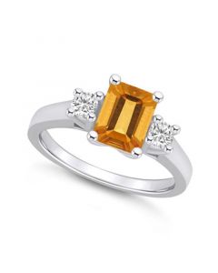 Citrine and Diamond Ring (1-5/8 ct.t.w and 1/4 ct.t.w) 14K White Gold