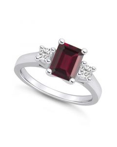 Garnet and Diamond Ring (2 ct.t.w and 1/4 ct.t.w) 14K White Gold