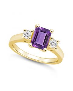 Amethyst and Diamond Ring (1-5/8 ct.t.w and 1/4 ct.t.w) 14K Yellow Gold