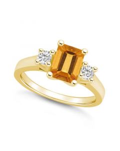 Citrine and Diamond Ring (1-5/8 ct.t.w and 1/4 ct.t.w) 14K Yellow Gold