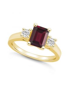 Garnet and Diamond Ring (2 ct.t.w and 1/4 ct.t.w) 14K Yellow Gold