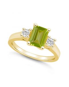 Peridot and Diamond Ring (1-3/4 ct.t.w and 1/4 ct.t.w) 14K Yellow Gold