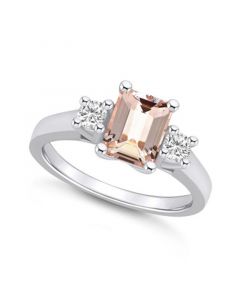 Morganite and Diamond Ring (1-3/8 ct.t.w and 1/4 ct.t.w) 14K White Gold