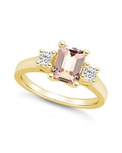 Morganite and Diamond Ring (1-3/8 ct.t.w and 1/4 ct.t.w) 14K Yellow Gold