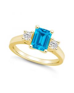 Blue Topaz and Diamond Ring (2 ct.t.w and 1/4 ct.t.w) 14K Yellow Gold