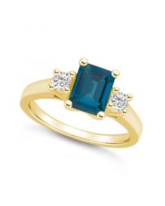 London Blue Topaz and Diamond Ring (2 ct.t.w and 1/4 ct.t.w) 14K Yellow Gold