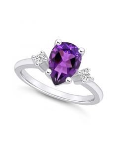 Amethyst and Diamond Ring (1-3/4 ct.t.w and 1/10 ct.t.w) 14K White Gold