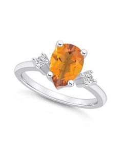 Citrine and Diamond Ring (1-3/4 ct.t.w and 1/10 ct.t.w) 14K White Gold