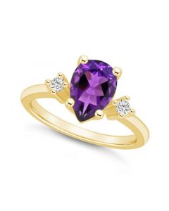 Amethyst and Diamond Ring (1-3/4 ct.t.w and 1/10 ct.t.w) 14K Yellow Gold