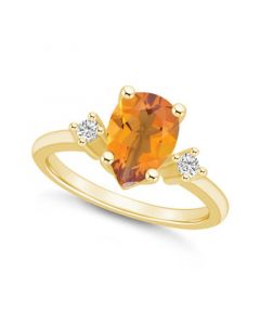 Citrine and Diamond Ring (1-3/4 ct.t.w and 1/10 ct.t.w) 14K Yellow Gold