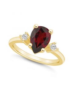 Garnet and Diamond Ring (1-3/4 ct.t.w and 1/10 ct.t.w) 14K Yellow Gold