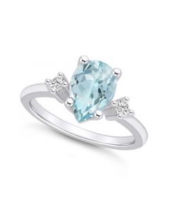 Aquamarine and Diamond Ring (1-5/8 ct.t.w and 1/10 ct.t.w) 14K White Gold