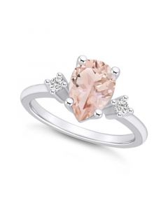 Morganite and Diamond Ring (1-5/8 ct.t.w and 1/10 ct.t.w) 14K White Gold