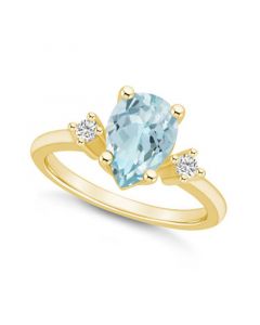 Aquamarine and Diamond Ring (1-5/8 ct.t.w and 1/10 ct.t.w) 14K Yellow Gold