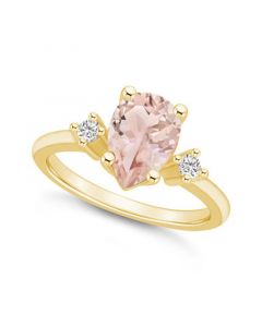 Morganite and Diamond Ring (1-5/8 ct.t.w and 1/10 ct.t.w) 14K Yellow Gold