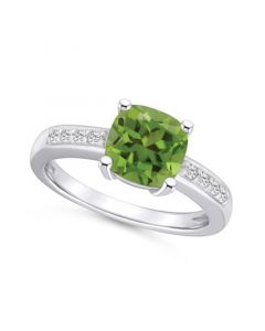 Peridot and Diamond Ring (2-3/8 ct.t.w and 1/8 ct.t.w) 14K White Gold