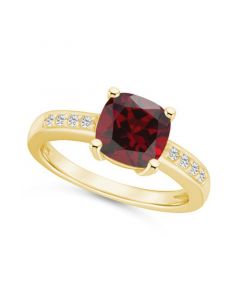 Garnet and Diamond Ring (2-3/4 ct.t.w and 1/8 ct.t.w) 14K Yellow Gold