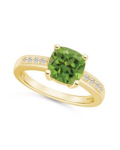 Peridot and Diamond Ring (2-3/8 ct.t.w and 1/8 ct.t.w) 14K Yellow Gold