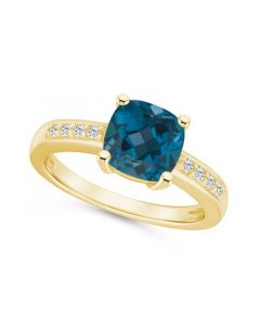 London Blue Topaz and Diamond Ring (2-3/4 ct.t.w and 1/8 ct.t.w) 14K Yellow Gold