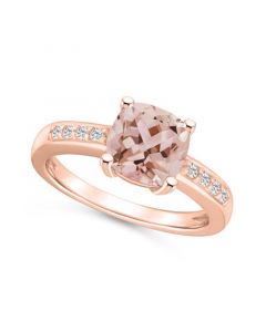 Morganite and Diamond Ring (2 ct.t.w and 1/8 ct.t.w) 14K Rose Gold