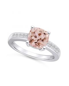 Morganite and Diamond Ring (2 ct.t.w and 1/8 ct.t.w) 14K White Gold