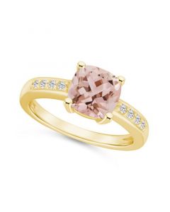 Morganite and Diamond Ring (2 ct.t.w and 1/8 ct.t.w) 14K Yellow Gold