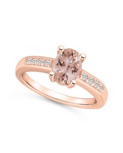 Morganite and Diamond Ring (1-1/7 ct.t.w and 1/8 ct.t.w) 14K Rose Gold