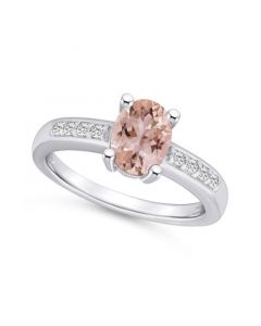 Morganite and Diamond Ring (1-1/7 ct.t.w and 1/8 ct.t.w) 14K White Gold