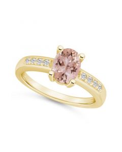 Morganite and Diamond Ring (1-1/7 ct.t.w and 1/8 ct.t.w) 14K Yellow Gold